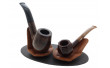 Tabletop pipe stand for 2 pipes by Claudio Albieri (beige and brown)