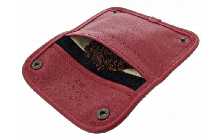 Burgundy and black leather tobacco pouch by Claudio ALBIERI