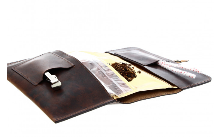 Chacom leather tobacco pouch vintage (CC019BR) - La Pipe Rit