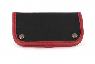 Burgundy and black leather tobacco pouch by Claudio ALBIERI