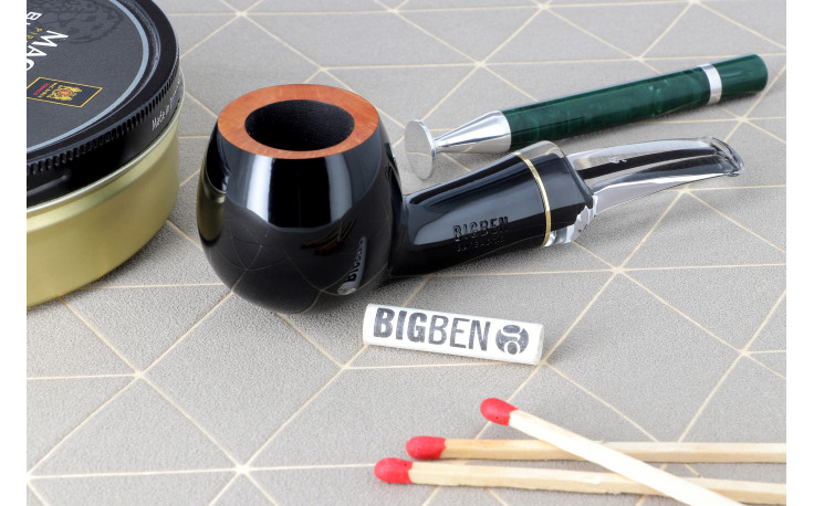 Big Ben Barbados 648 pipe (black polish) - transparent stem