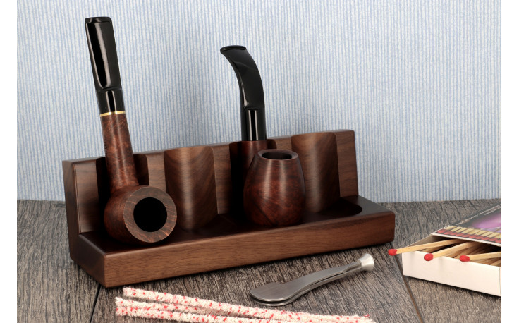 Walnut pipe rack for 4 pipes