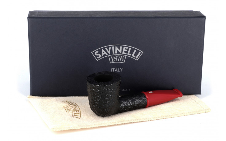 Savinelli Mini 409 short pipe (rusticated) (red stem)