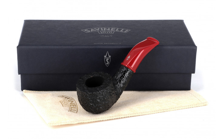 Savinelli Mini 601 short pipe (rusticated) (red stem)