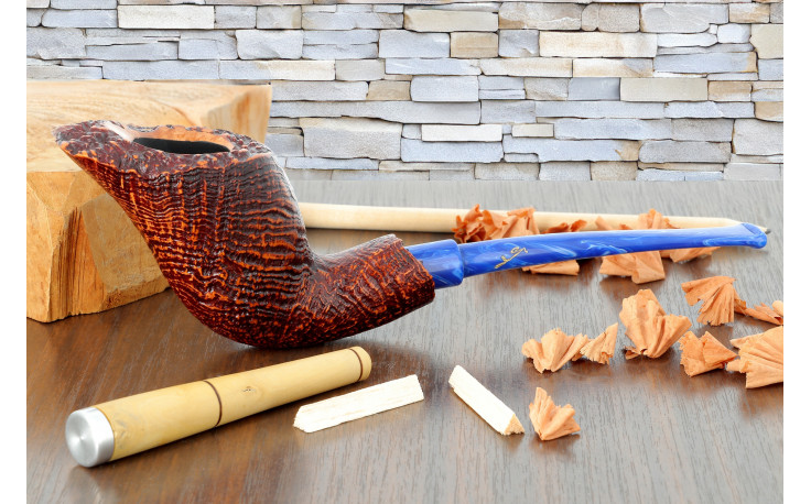 Savinelli Autograph Ring Grain sandblasted briar root pipe