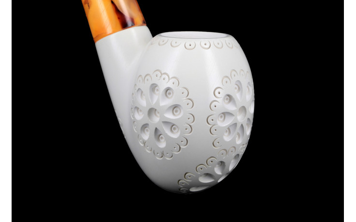 Oom Paul openwork meerschaum pipe